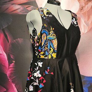 NWT - Eva Rose Fit & Flare V-neck floral print dress with POCKETS!